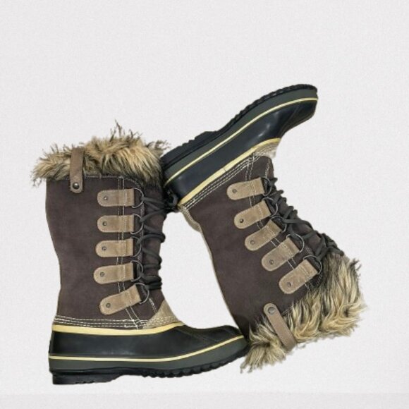 Sorel Joan of Arctic Tall Winter Boots Waterproof Faux Fur Size 8 Brown/Tan - Picture 3 of 9